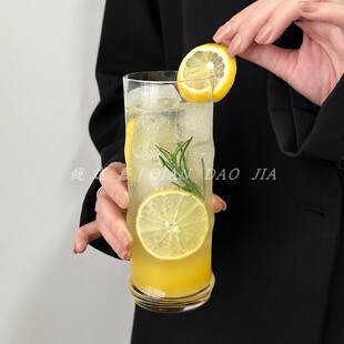 ins风小众翠竹玉杯高颜值鸡尾酒杯创意玻璃杯咖啡杯啤酒果汁杯子
