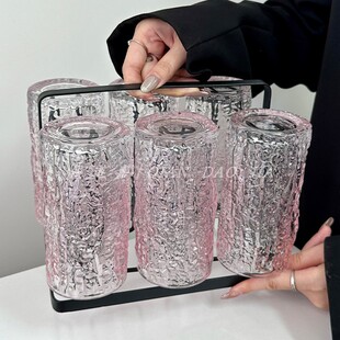 创意家用收纳杯架倒挂渐变粉树皮杯高颜值耐高温泡茶乔迁礼品水杯