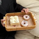 藤编托盘面包篮手工编织水果篮下午茶点心盘小吃零食面包野餐盘子