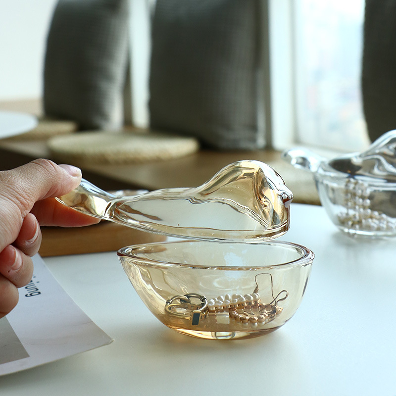 钱道嘉玻璃高脚杯中式小鸟创意