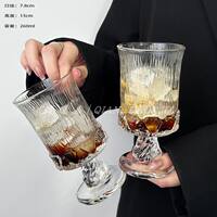 French court-style tall glass, niche design, red wine glass, embossed fruit glass, whisky glass, juice glass thumbnail 2