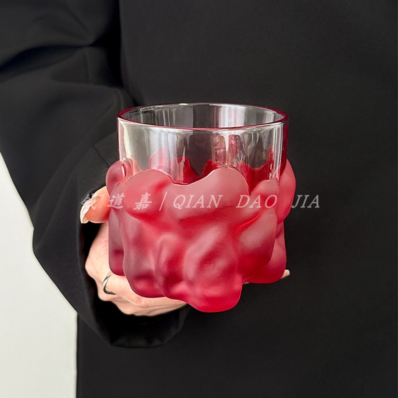 钱道嘉复古红炙火加厚玻璃洋酒杯