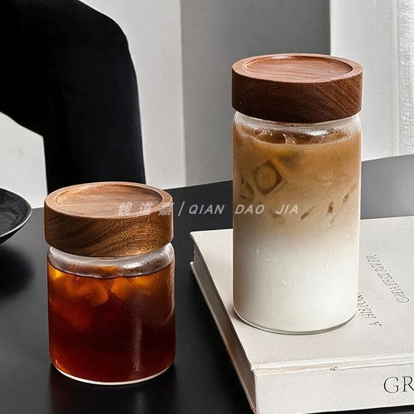 钱道嘉玻璃杯带盖便携外带喝水杯