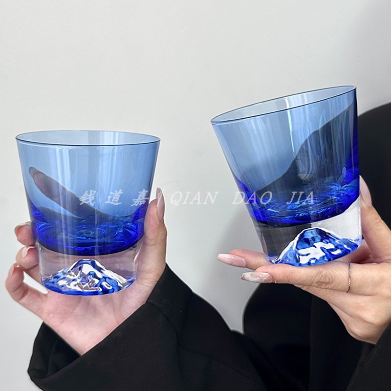 水晶款富士山杯冰山玻璃杯观山杯