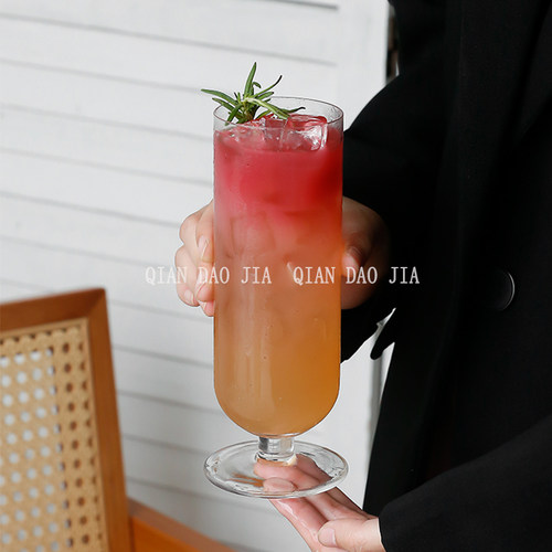 钱道嘉矮脚水晶玻璃直筒杯
