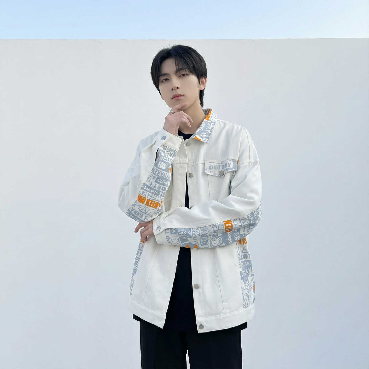 现货2026春季痞帅拼接设计感翻领夹克高级感潮流外套J24-P75，男装夹克，星座1017