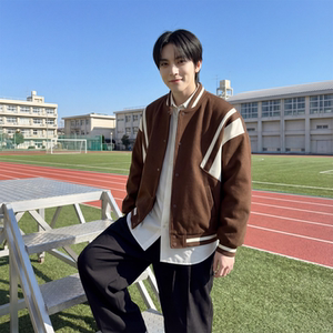 现货 撞色美式复古夹克棒球服流行外套W0023-P88控118 加绒P100图片