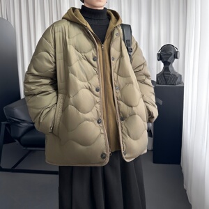 假两件连帽棉服男冬季潮牌轻薄外套 M3522-P148图片