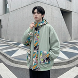 现货春款潮流涂鸦拼接夹克开衫连帽外套WT23-P75控96，男装夹克，星座1017