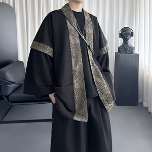 现货 春秋风蟒纹印花拼接男士道袍汉服 D3206-P78图片