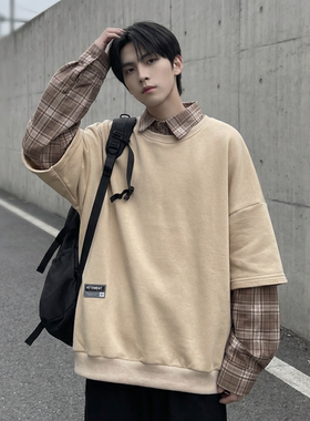 现货 2026春款假两件卫衣衬衫领复古vibe格子美式外套  A5613-P65