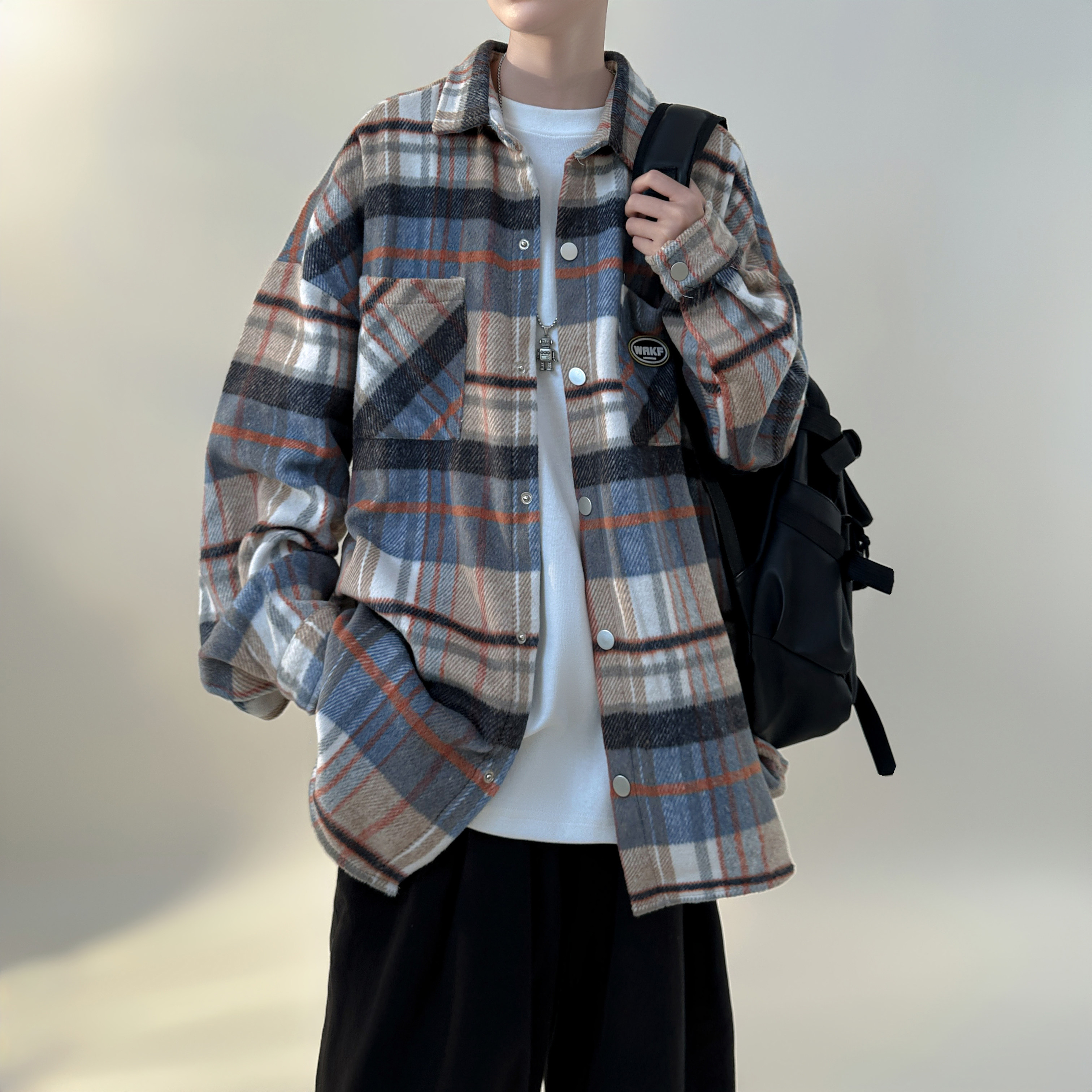 现货美式复古潮流大码格子小香风衬衫HC45642-P55，男装衬衫，星座1017