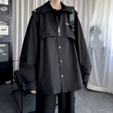设计感解构拼接白色长袖衬衫男潮牌春秋美式外套AC033-P68，男装衬衫，星座1017