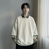 现货慵懒假两件衬衫领卫衣日系情侣碎花上衣A881-P65，男装衬衫，星座1017