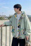 现货春款潮流涂鸦拼接夹克开衫连帽外套WT23-P75控96，男装夹克，星座1017