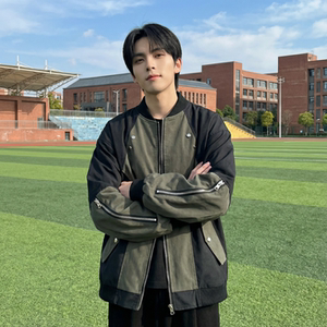 现货休闲百搭撞色拼接棒球服美式复古夹克 JK830-P80，男装夹克，星座1017