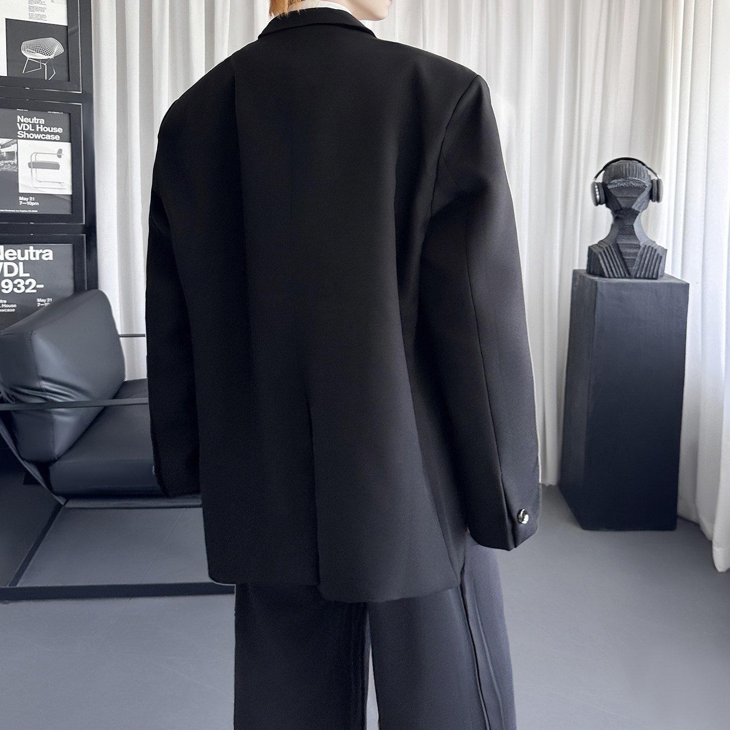 层次感金属垫肩西服外套男宽松高级设计感休闲西装潮FT733-P118,男装西服,星座1017
