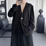 一粒扣西装外套英伦雅痞男装白色垫肩西服F7965-P108，男装西服，星座1017
