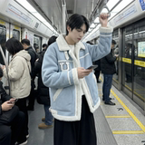 现货皮毛一体外套冬季校园宽松棉服潮男大码棉衣4725-P115，男装棉衣，星座1017