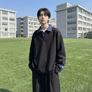 现货 春季新款翻领高级感衬衫领上衣长袖卫衣男装潮 WY212-P68图片