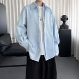 设计感假两件拼接衬衫男宽松痞帅情侣衬衣外套潮D2535-P88，男装衬衫，星座1017