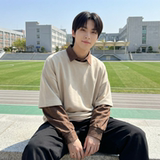 2026春款假两件卫衣衬衫领复古vibe格子美式外套CR447-P68，男装衬衫，星座1017