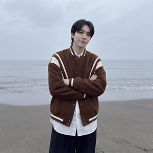 现货 撞色美式复古夹克棒球服流行外套W0023-P88控118 加绒P100图片