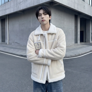 现货 皮毛一体外套冬季校园宽松棉服潮男大码棉衣 4725-P115图片