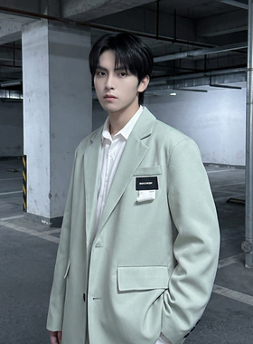 现货休闲西服男春秋宽松大码潮高级感痞帅外套西装 JK342-P98