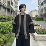 现货春秋风蟒纹印花拼接男士道袍汉服D3206-P78，男装民族服装，星座1017