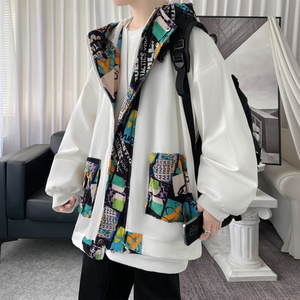 现货潮流涂鸦拼接夹克开衫连帽外套 WT23-P75 控96图片