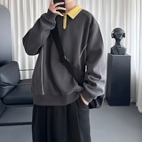 秋季短款美式半拉链卫衣男重磅宽松休闲套头衫潮W6207-P78，男装卫衣，星座1017