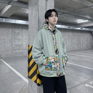 现货春款潮流涂鸦拼接夹克开衫连帽外套 WT23-P75 控96，男装夹克，星座1017