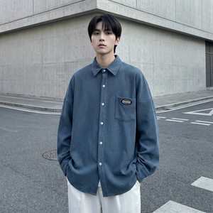 现货华夫格衬衫长袖潮流港风痞帅休闲衬衣 CS39-P58，男装衬衫，星座1017