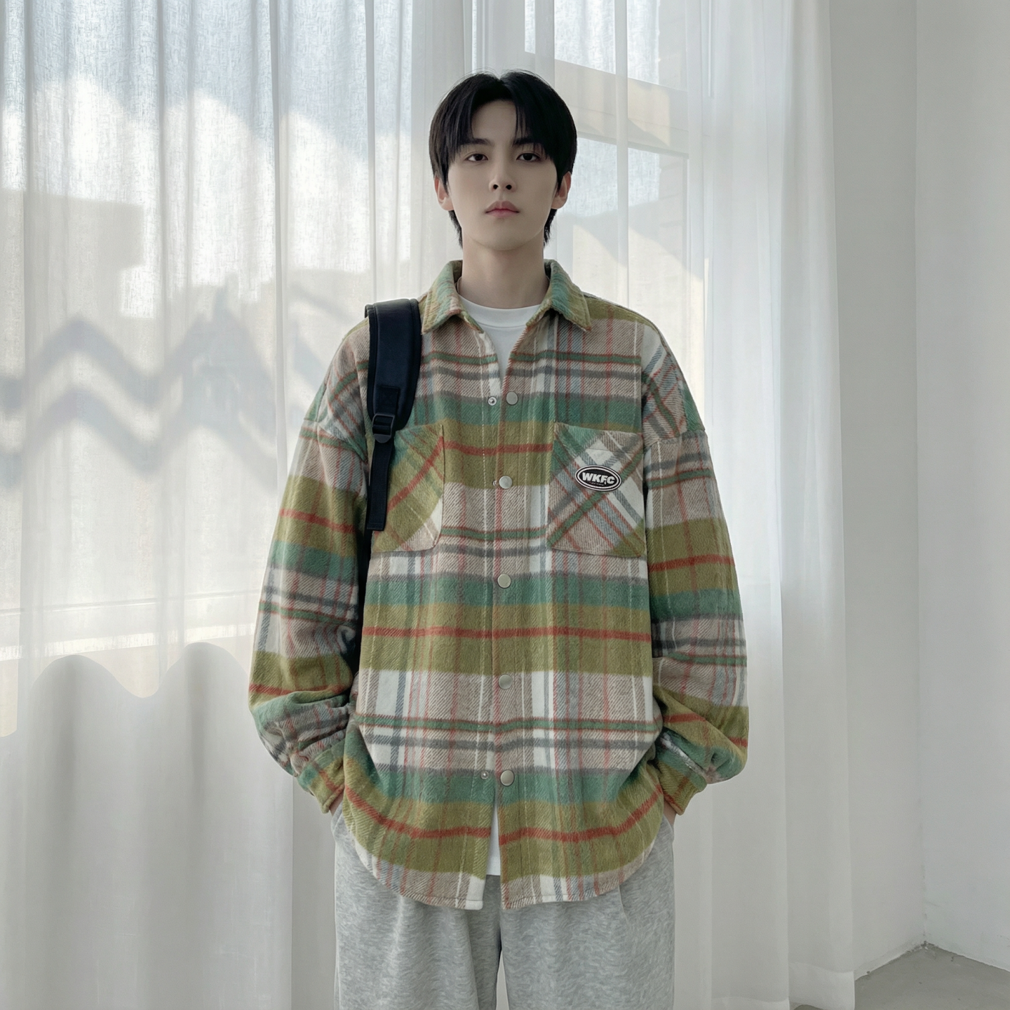 现货美式复古潮流大码格子小香风衬衫 HC45642-P55,男装,衬衫,淘宝优惠券,粉丝福利购,淘宝优惠卷