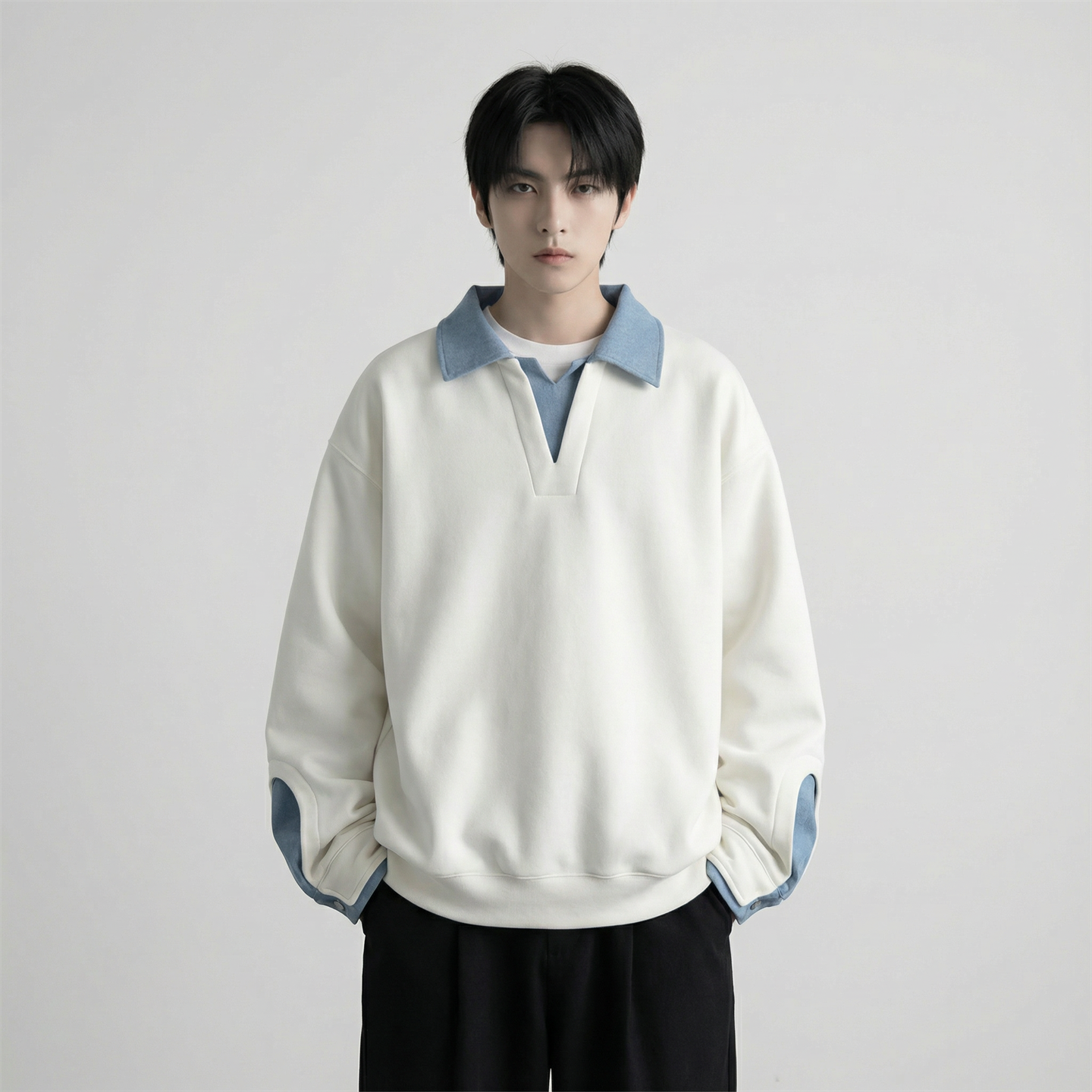 现货春季新款翻领高级感衬衫领上衣长袖卫衣男装潮WY212-P68，男装衬衫，星座1017