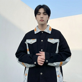 现货2026春季痞帅拼接设计感翻领夹克高级感潮流外套J24-P75，男装夹克，星座1017