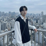 现货假两件长袖衬衫宽松衬衣港风休闲百搭上衣GK25-P58，男装衬衫，星座1017