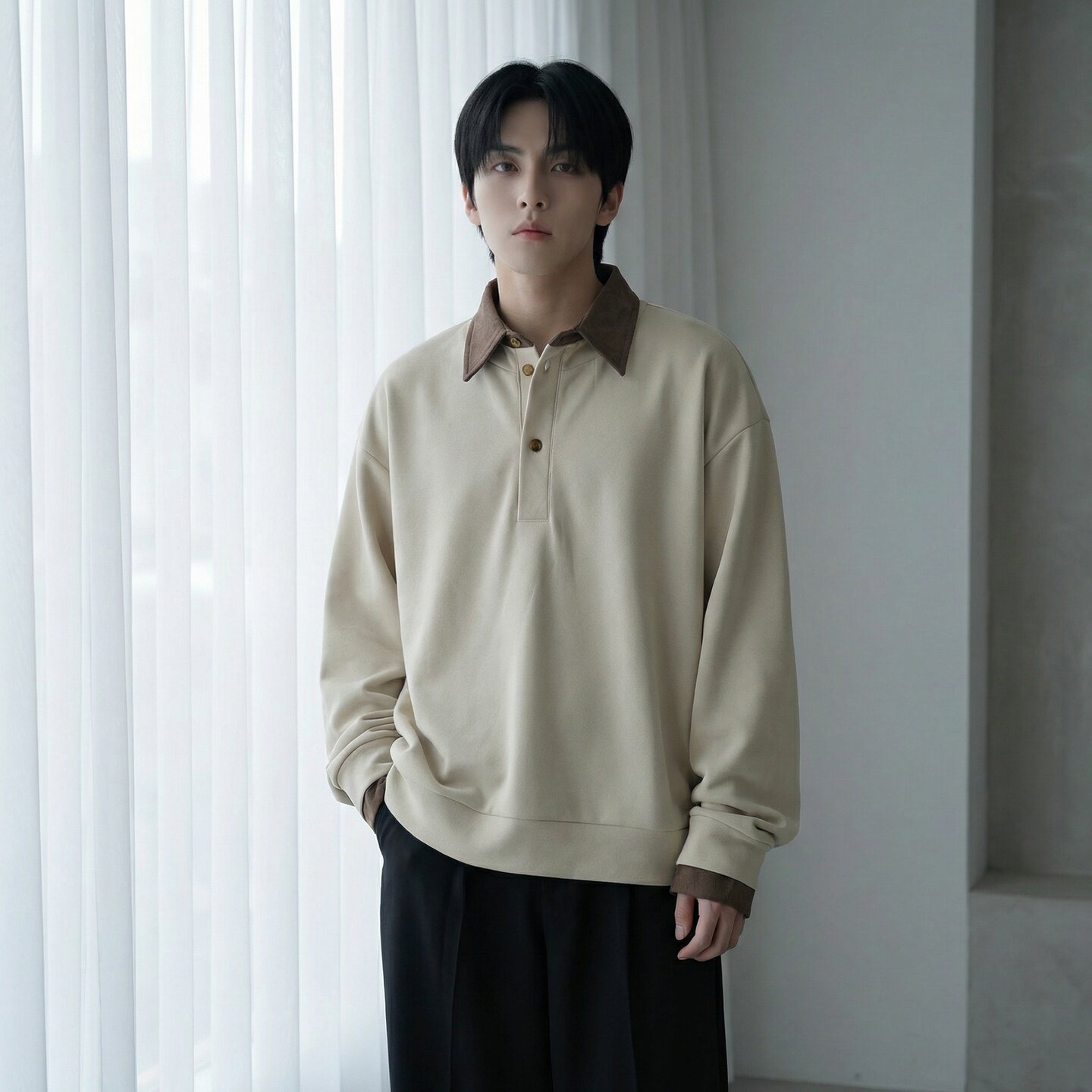 新款现货男装设计感艺术假两件卫衣男内搭上衣CR472-P68,男装卫衣,星座1017