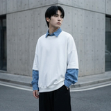 2026春款假两件卫衣衬衫领复古vibe格子美式外套CR447-P68，男装衬衫，星座1017