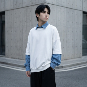 2026春款假两件卫衣衬衫领复古vibe格子美式外套 CR447-P68图片