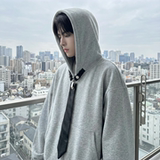 现货烫钻可拆卸领带设计连帽卫衣重磅细闪宽松慵懒外套W2056-P89，女装短外套，星座1017