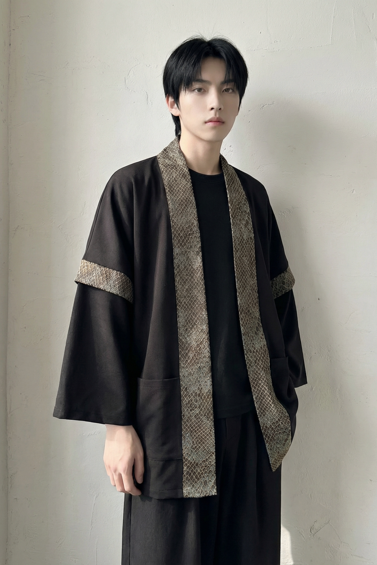 现货春秋风蟒纹印花拼接男士道袍汉服D3206-P78,男装民族服装,星座1017