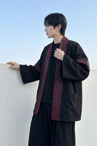 现货 春秋风蟒纹印花拼接男士道袍汉服 D3206-P78图片
