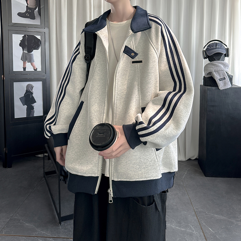 2025三条杠翻领夹克男宽松休闲运动外套R238-P68，男装夹克，星座1017