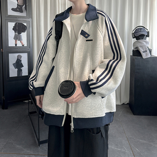 P68 R238 春款 三条杠翻领夹克男宽松休闲运动外套