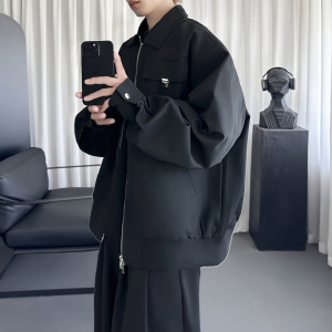 美式复古休闲百搭夹克男生宽松翻领拉链短款工装外套 J2129-P108图片