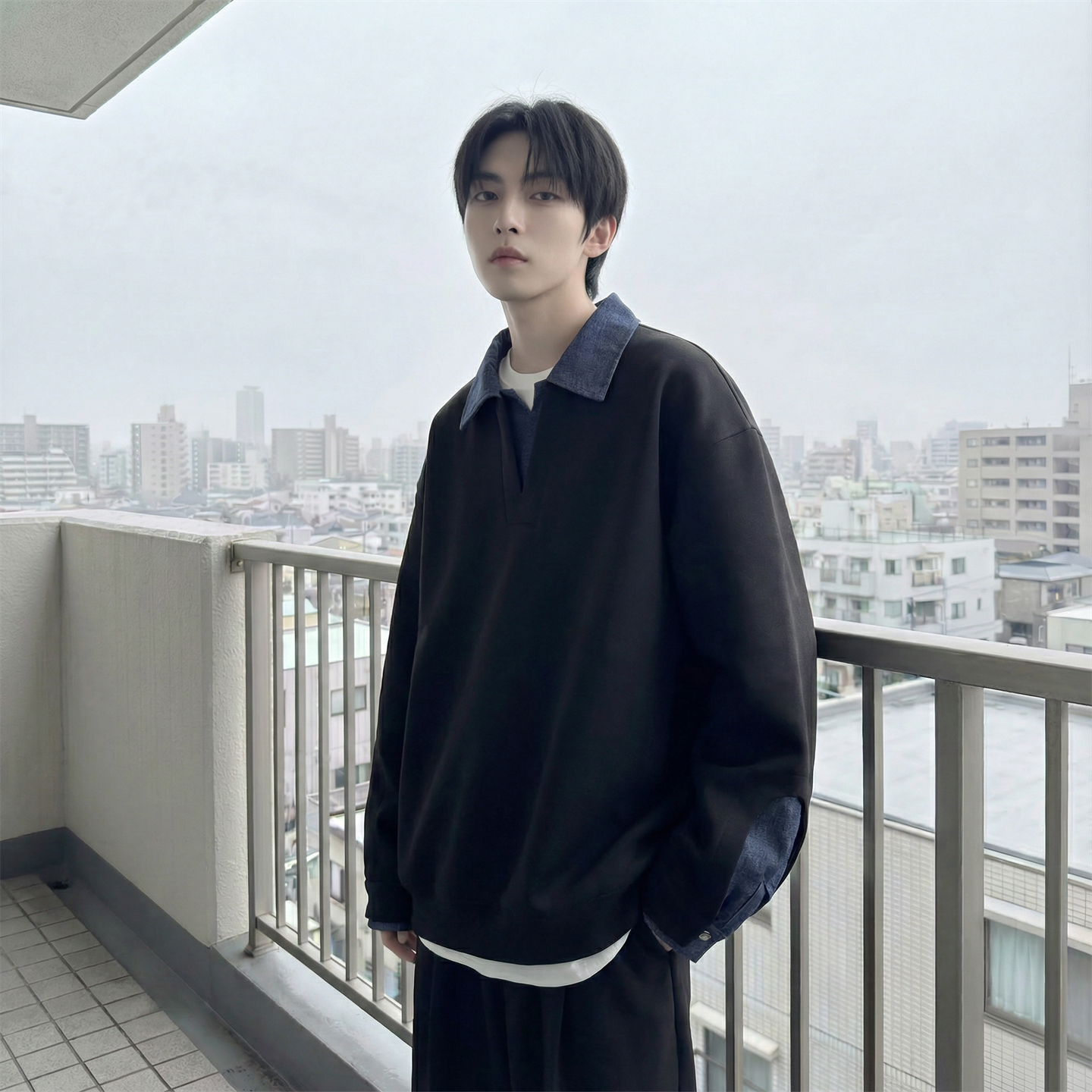 现货春季新款翻领高级感衬衫领上衣长袖卫衣男装潮WY212-P68，男装衬衫，星座1017