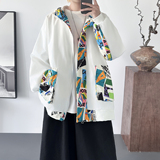潮流涂鸦拼接夹克开衫连帽外套WD23-P75控96，男装夹克，星座1017