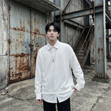 现货假两件长袖衬衫宽松衬衣港风休闲百搭上衣GK25-P58，男装衬衫，星座1017